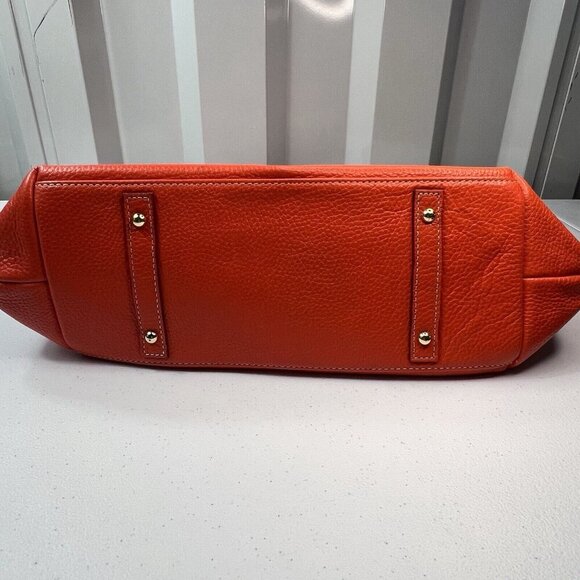 Dooney & Bourke Women Pebble Grain Belvedere Logo Lock Handbag Purse Orange EUC - Picture 4 of 13